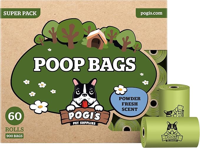 Pogi’s Dog Poop Bags – Leak-Proof & Extra Thick Pet Waste Bags (Fresh Scent, 60 Rolls, 900-Count)