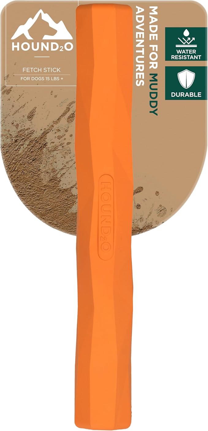 Playology Hound2O Outdoor Dog Toys | Treater Toy Fetch Stick for Dogs | Bright Orange Durable Toy Chew Stick | Easy to Clean & Made from Non-Toxic Materials