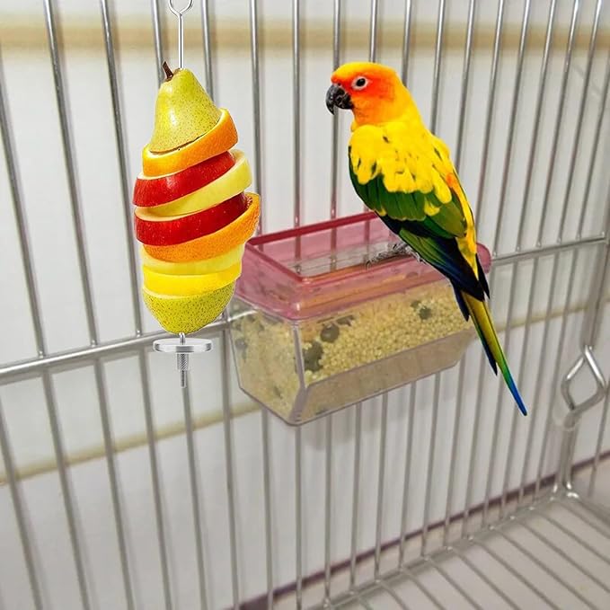 Hypeety Bird Fruit Vegetable Holder Stainless Steel Vegetable Skewer Hanging Food Feed Tool for Parrot Budgies Parakeet Cockatiels Conure Lovebirds Finch Canary Pigeon Hamster Rat Gerbil(7.9inch,20cm)