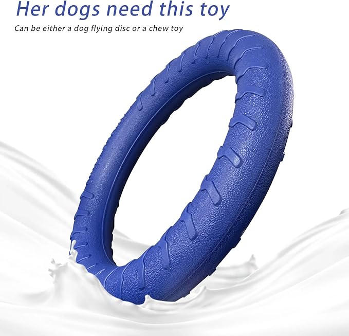 Blue Indestructible Dog Toys for Aggressive Chewers Flying Discs for Medium/Large Breeds Dog Training Ring,