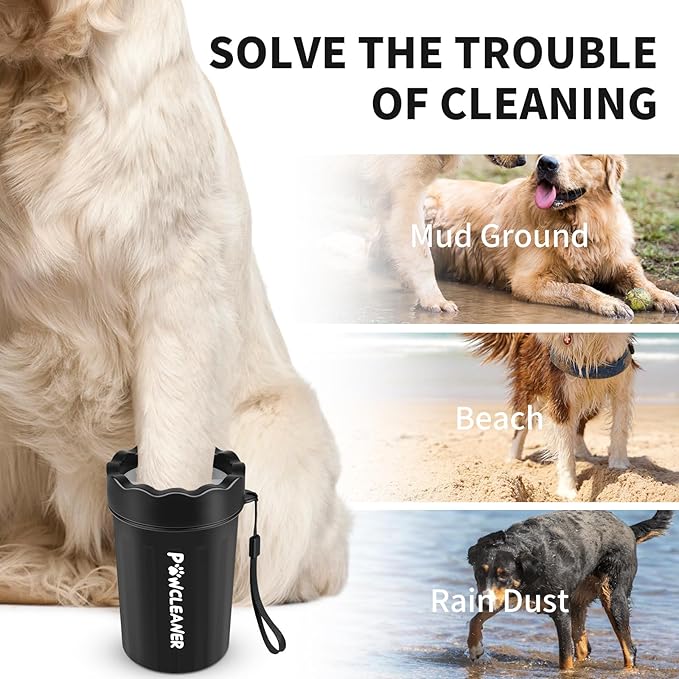 Dog Paw Cleaner, Washer, Muddy Pet Foot Cleaner for Small Medium Breed Dogs/Cats (with 3 absorbent towel) (Black, Medium)