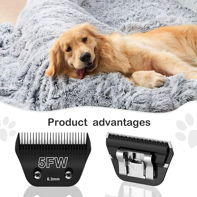Detachable Pet Dog Grooming Wide Blades-Size 7FW+5FW+4FW Dog Grooming Wide Blade，Compatible with Most Andis,Oster A5,Wahl km10 Clippers -Black