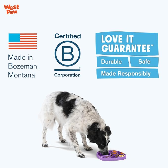 West Paw Seaflex Waves Feast Mat – All-in-One, Slow Feeder, Lick Mat – Encourages Foraging & Food Exploration - Engages Picky Eaters & Slow Feeding - Versatile – Easy to Clean, Non-Toxic - Lavender