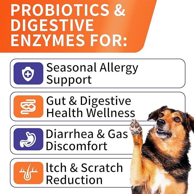 Probiotics for Dogs, Improve Yeast Balance, Itchy Skin Itchy Ears, Gut Health, Allergies, Immunity, Dog Probiotics and Digestive Enzymes with Prebiotics - Reduce Diarrhea (Chicken, 120 Chews)