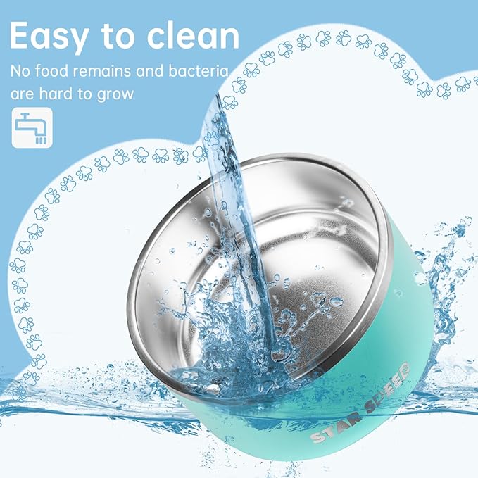 100oz Stainless Steel Dog Bowl. Dog Food Water Bowls with Non-Slip Rubber Bottom, Double Wall Dog Bowl for Small Medium Large Dogs, Dishwasher Safe