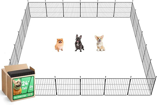 FXW MiniPaws Unleashed Dog Playpen for Yard & RV Camping, Expandable 24-inch 24 Panels for Puppies and Small Dogs, Portable for Indoor and Outdoor Use
