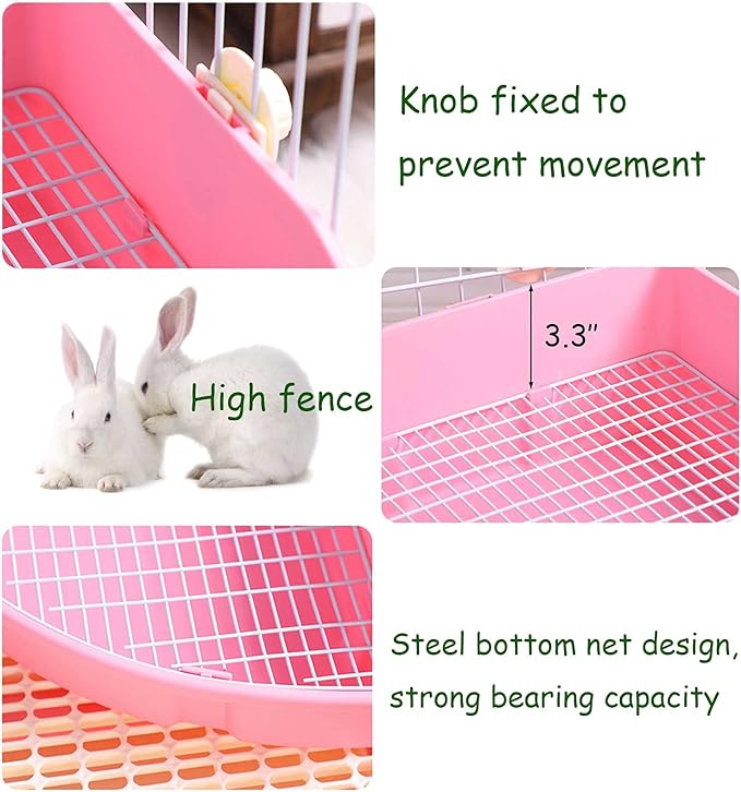 kathson Large Rabbit Litter Box Bunny Corner Toilet Box Potty Trainer Bigger Pet Pan Small Animal Cage Toilet Bedding Box Fanshaped for Adult Guinea Pigs Chinchilla Ferret Galesaur