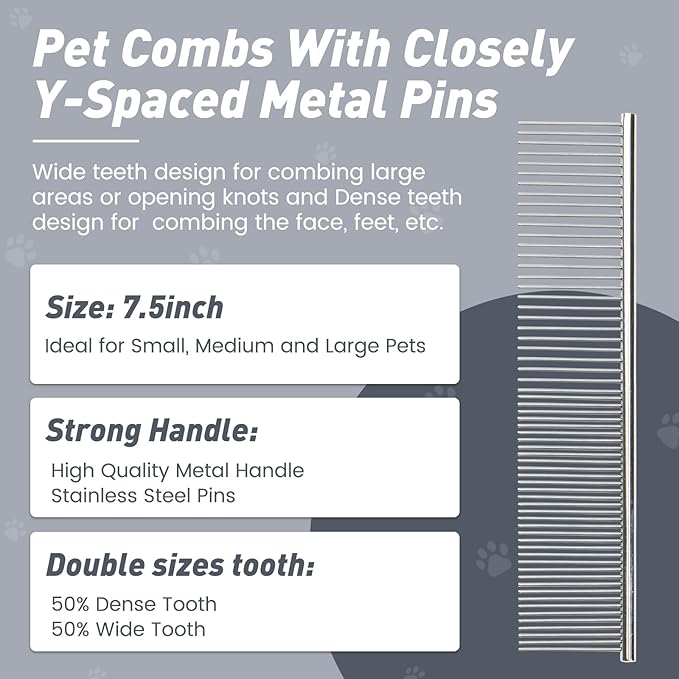 Pet Shower & Bath Supplies，Dog Shampoo Brush Set with Towel, Washing Gloves,Comb for Dogs and Cats (Grey)