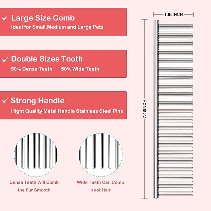 Dog Slicker Brush for Golden Doodle Grooming Kit - Dematting Brushes for Goldendoodles, Labradoodles, Poodles - Pet Hair Brush for Medium & Long Haired Dogs - Large (Red)