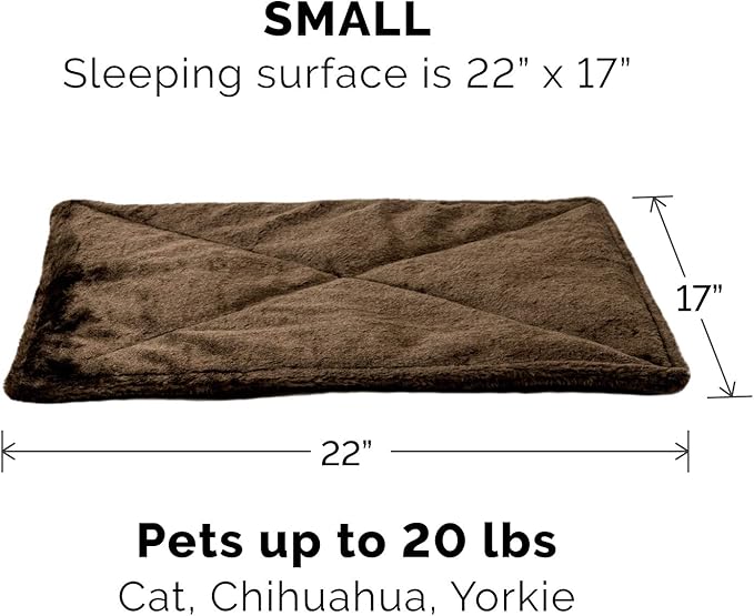 Furhaven ThermaNAP Self-Warming Cat Bed for Indoor Cats & Small Dogs, Washable & Reflects Body Heat - Quilted Faux Fur Reflective Bed Mat - Espresso, Small