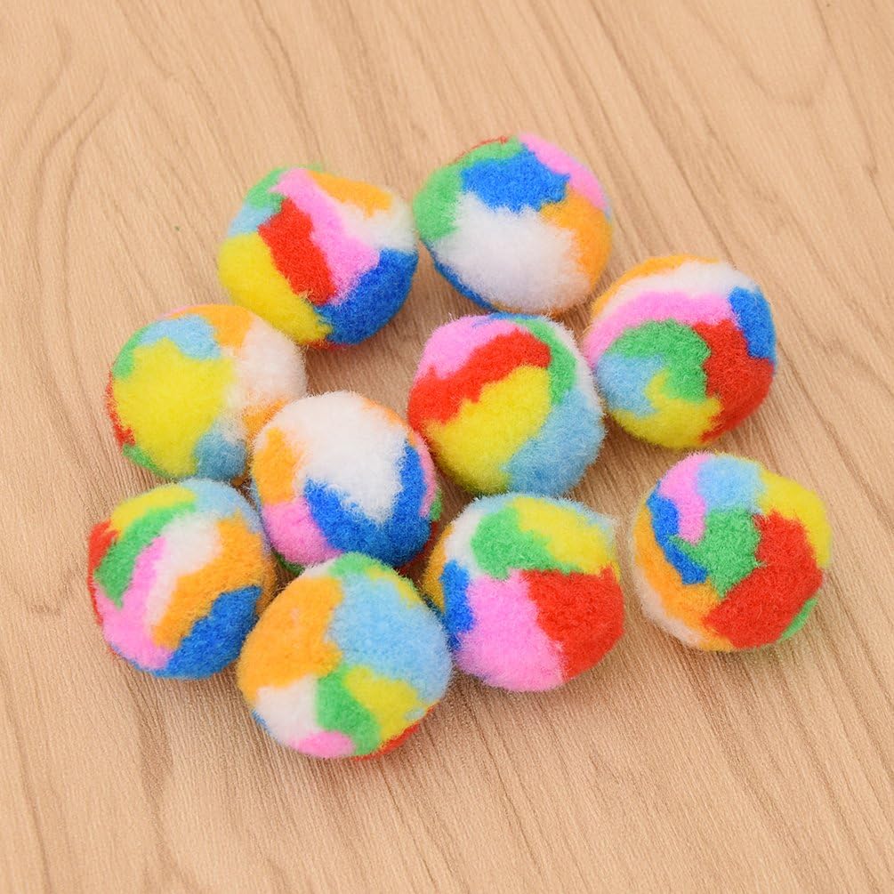 10Pcs Small Assorted Color Kitty Yarn Puffs Cat Toys Cat Chase Balls 1.37" Diameter