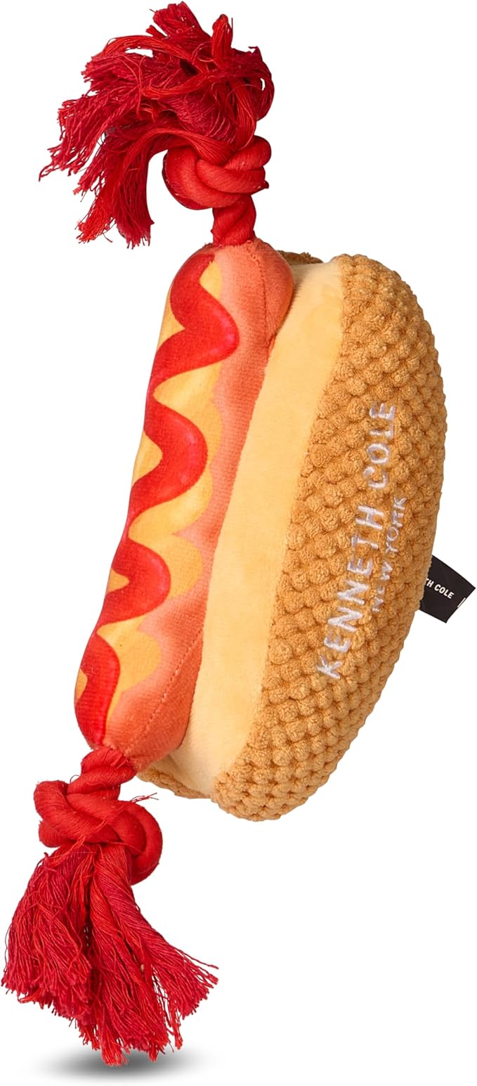 Kenneth Cole Plush Dog Toys - Pizza, Hot Dog & Coffee Cup - Stylish, Durable Squeaky Toys for Small & Medium Dogs