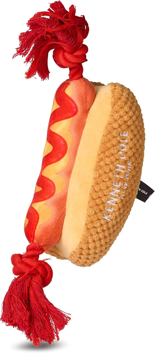 Kenneth Cole Plush Dog Toys - Pizza, Hot Dog & Coffee Cup - Stylish, Durable Squeaky Toys for Small & Medium Dogs