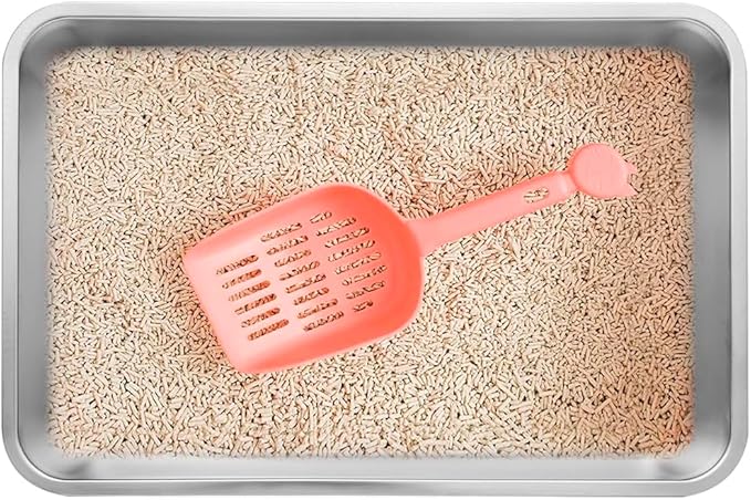 Kichwit Extra Large Stainless Steel Open Cat Litter Box with High Sides, Metal Litter Pan for Cat, 23.6 x 15.7 x 5.9 Inches