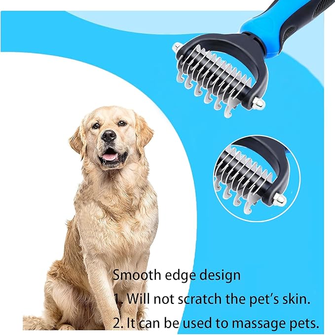 Zoocozy Pet Grooming Combs Kit for Dog Cat, Dog Brush for Shedding, Cat Deshedding Brush for Removal of Long Matted Fur on Pet(Blue)