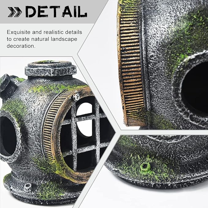 Fish Tank Decorations Betta Fish Accessories Disney Aquarium Decorations Clownfish House for Sleep Rest Hide and Play Scuba Helmet Wreckage Aquarium Décor Backgrounds