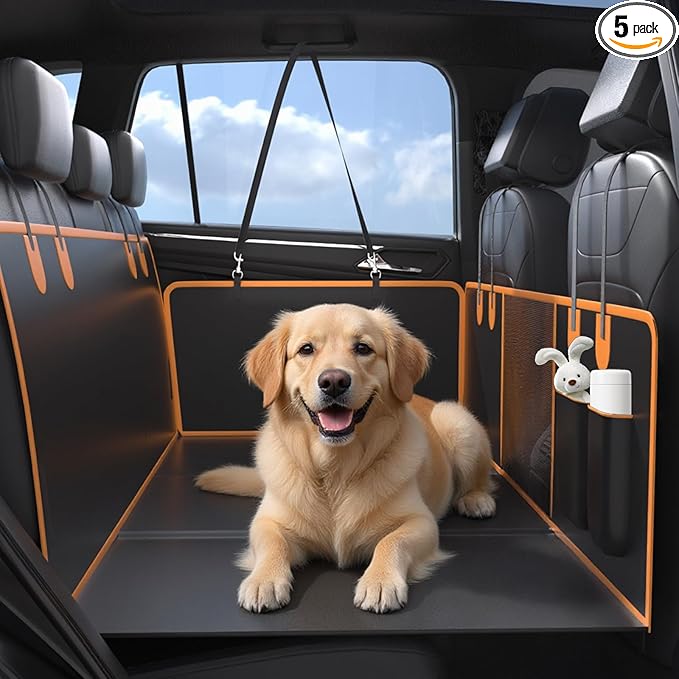 Back Seat Extender Dog Car Seat Cover for Back Seat with Hard Bottom Upgraded Waterproof Material Anti Scratch Safer Easy to Clean