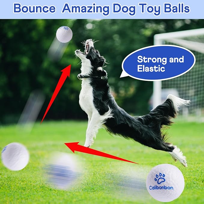 Durable Dog Chew Herding Balls - Indestructible Tennis Balls for Aggressive Chewers -Teething Toys for Puppies, Medium & Large Dogs-Interactive Bouncy Fetch Water Toys
