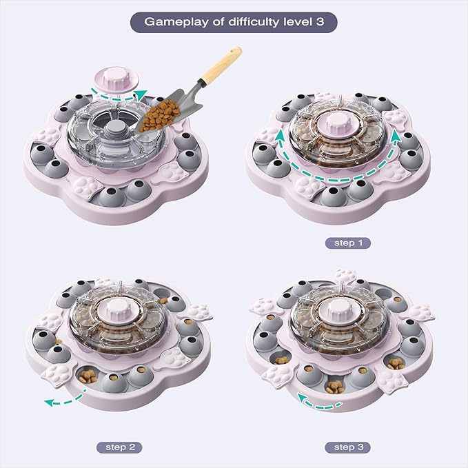 KADTC Dog Spinning Puzzle Toy Level 3 in 1 Treat Dispenser Kibble Dispensing Toys for Small/Medium/Large Dogs Slow Food Puzzles Feeder Puppy Brain Mental Stimulation Enrichment Mind Stimulating Game