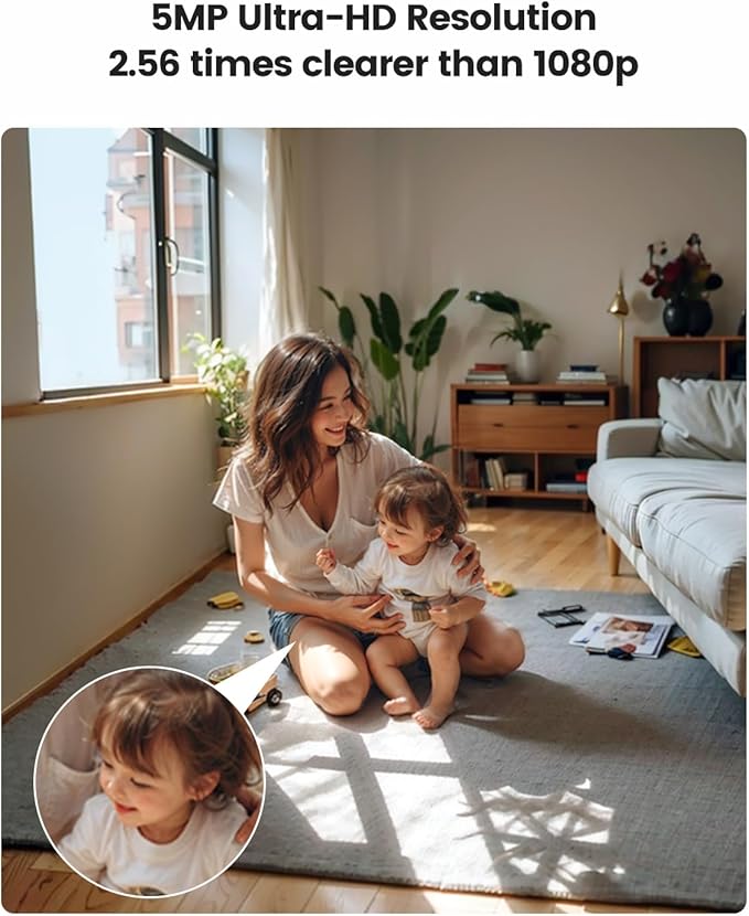 TREATLIFE 5MP Indoor Camera, 2.4G/5G WiFi Cameras for Home Security, Pan/Tilt Baby & Pet Monitor, Motion Detection, Auto Tracking, 2-Way Audio, Night Vision, Cloud & SD Card Storage, Support Alexa