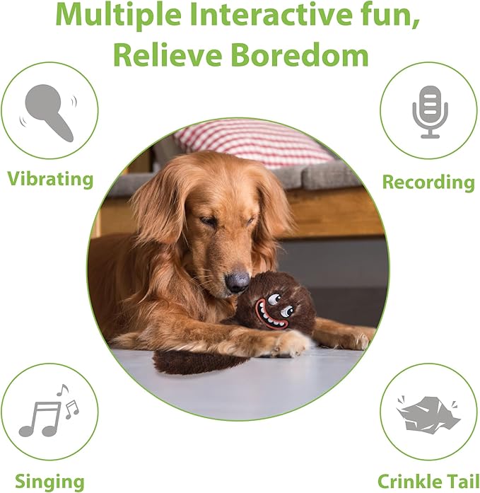 PETGEEK Interactive Dog Ball Toy, Automatic Dog Toys with Music and Recording, Rechargeable Vibrating Dogs Ball for Small/Medium/Large Sizes, Enrichment Toy for Doggy to Keep Them Busy (Brown)