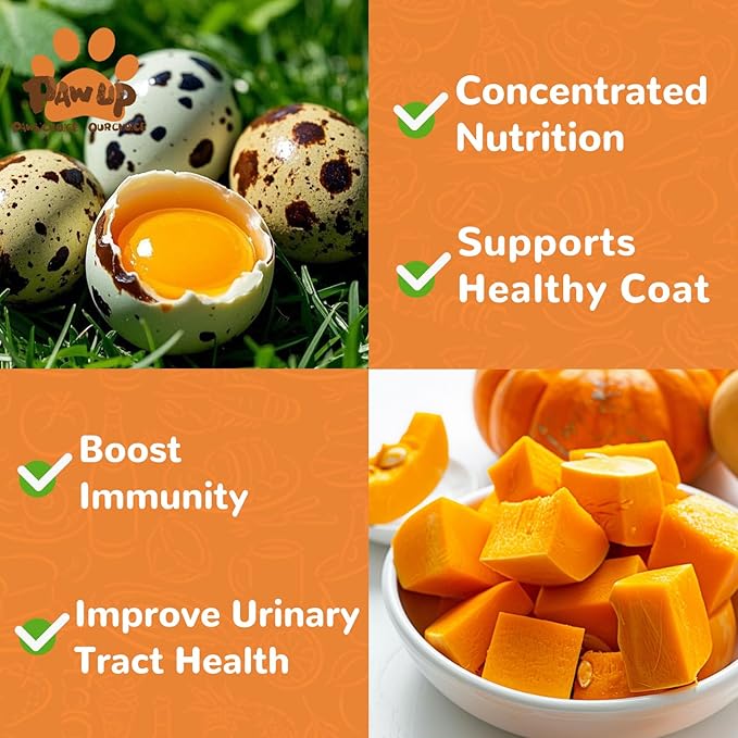 Freeze Dried Cat & Dog Treats, Natural Quail Egg Yolk, High Fiber Pumpkin Added, High-Protein Pet Snacks for Coat & Gut Health, 3.5 oz