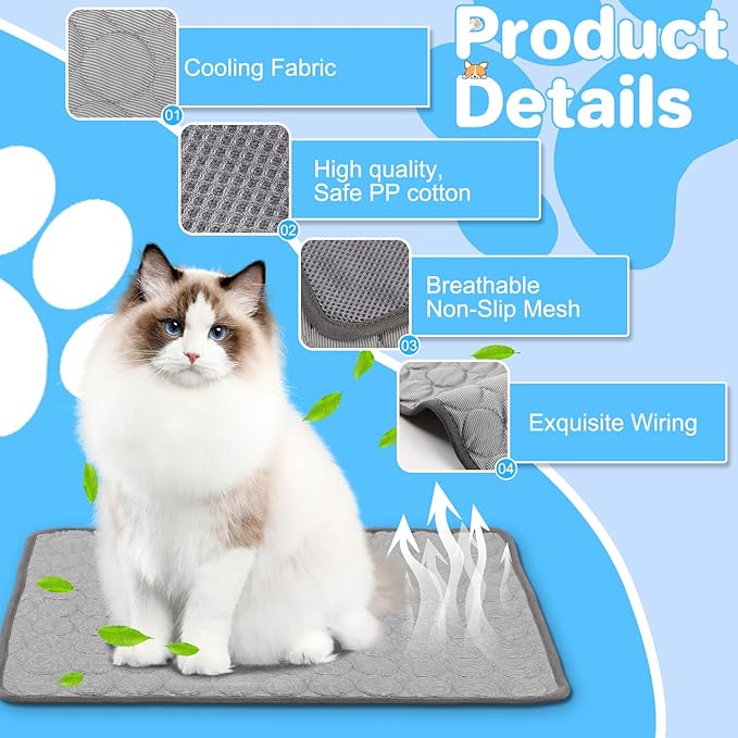Dog Cooling Mat,2025 New Pet Cooling Mats,Washable Portable Pet Coolings Pad for Dogs & Cats Sleeping Mats for Summer,Portable Dog Cool Bed for Home & Outdoor, Keep Cool(S)