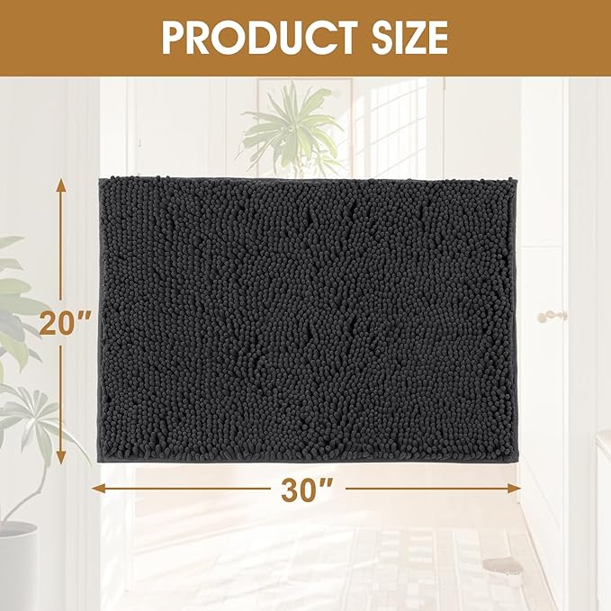 IM HOME 4 Pieces Muddy Door Mats for Dogs, Chenille Absorbent Pet Mats, Quick Dry, Trap Dirt Non Slip Heavy Indoor Doormat Soft Dog Bed Mat Front Inside Door Mat for Indoor Outdoor Entrance,Dark Grey