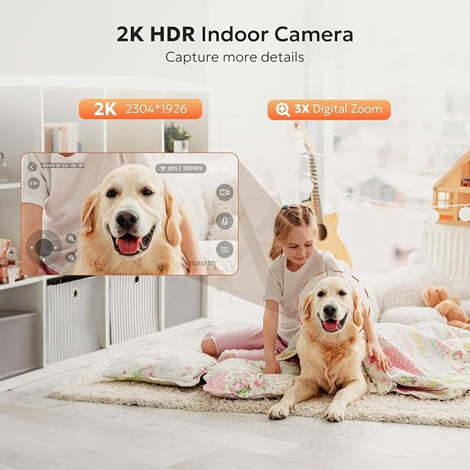 owltron Indoor Security Camera 2K, 360° Cameras for Home Security with Motion Detection, 2.4G WiFi for Pet/Baby/Nanny Cam with Night Vision, Siren Alarm & 2-Way Audio, Compatible with Alexa