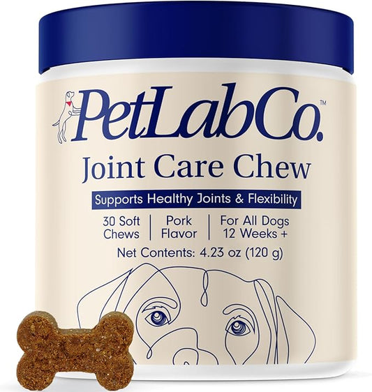 Petlab Co. Joint Care Chews for Dogs - High Levels of Glucosamine, Green Lipped Mussels, Omega 3 and Turmeric - Hip and Joint Supplement for Dogs to Actively Support Mobility, Packaging May Vary