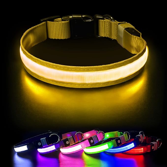 PcEoTllar Light up Dog Collar for Night Walking - LED Dog Collar Light Rechargeable Color Changing, Glow in The Dark Dog Collars Waterproof Glowing Dog Collars for Large Small Medium Dogs