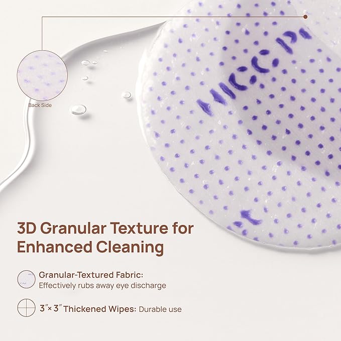 HICC PET Eyes Wipes for Dogs & Cats - Gently Remove Tear Stain, Debris, Discharge, Crust, Pet Cleaning Grooming Deodorizing Wipes Wash Cleaner for Eyes, Wrinkle, Face (Blueberry&Probiotic Scent)