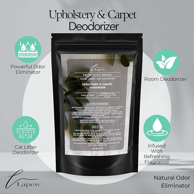 Fresh Linen Breeze Carpet Freshener Powder: Powerful Odor Eliminator for Home, Upholstery Deodorizer, Carpet Deodorizer, Pet Urine, Cat Litter Box - Fresh Linen Breeze Fragrance