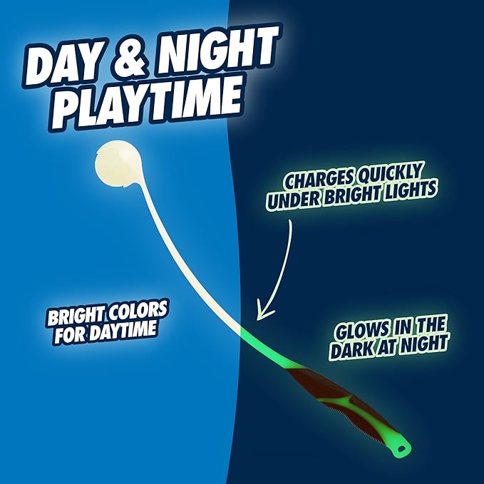 Chuckit Pro Fetch Toy Ball Launcher For Dogs; Compatible With Any Medium Chuckit! Medium Size 25 Inch + Glow Ball