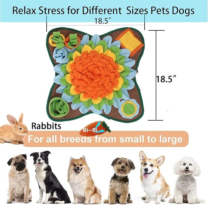 Dogs Snuffle Mat Pet Feeding Mats Puppy Sniffing Pad,Cat Doggies Interactive Puzzle Toys for Multiple Breeds Encourages Natural Foraging Skills,Training and Stress Release (Orange)