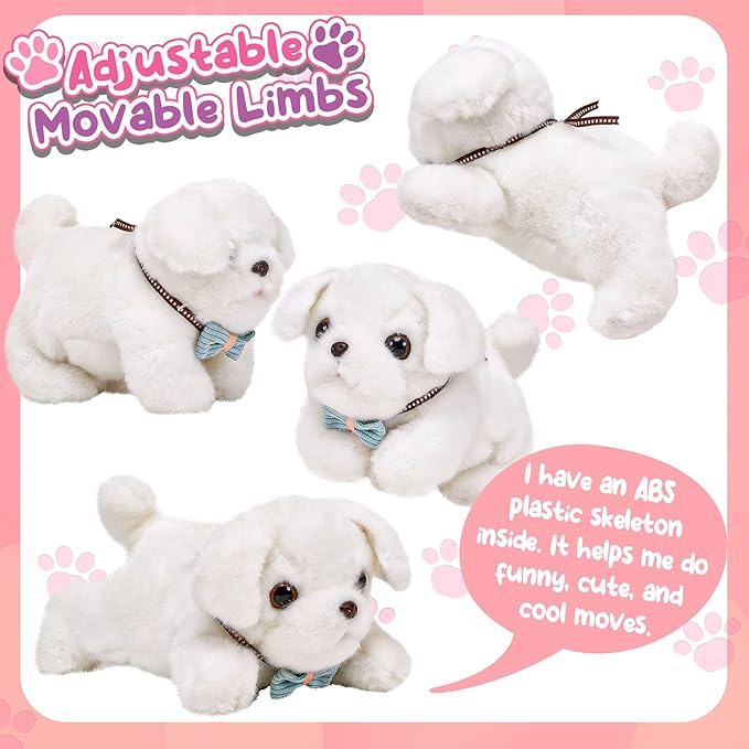 Golray Toy Dog for Kids Girls, Stuffed Dog with Heart Beat & Skeleton Transform, Sling Carrier & Toddler Girl Toy Kid Plush Puppy Pet Care Pretend Play Set, Birthday Gift for Girl 3 4 5 6 7 Years Old