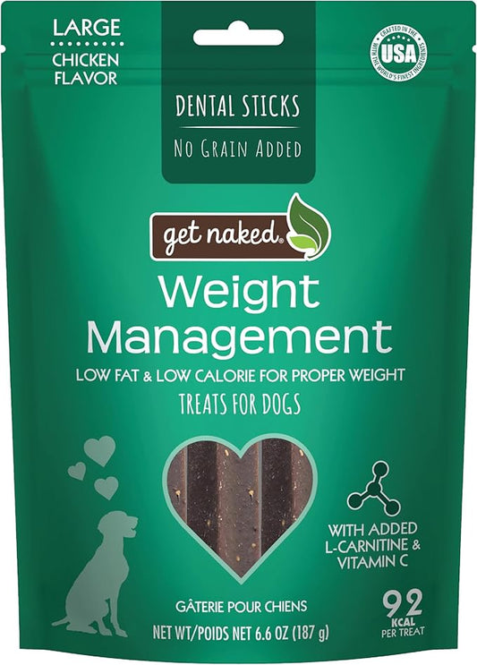 Get Naked Grain Free 1 Pouch 6.6 Oz Weight Management Dental Chew Sticks, Large