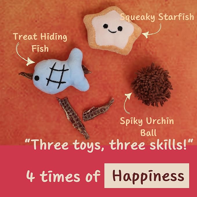 Interactive Dog Toys, Squeaky Crinkle Plush Puzzle Hide Seek Puppy Toys to Keep Them Busy – Cute Stuffed Dog Chew Toys for Small, Medium Breed, Dog Birthday Gifts - Crab