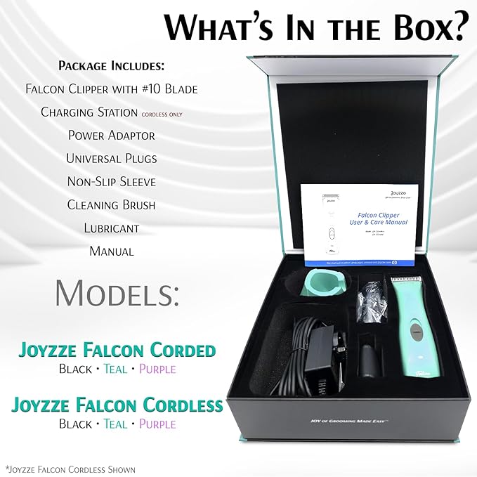 Falcon Cordless Clipper 2 Speed - Professional Grooming with Precision, Power, Low Noise, Dog Clippers for Grooming (Falcon Teal)
