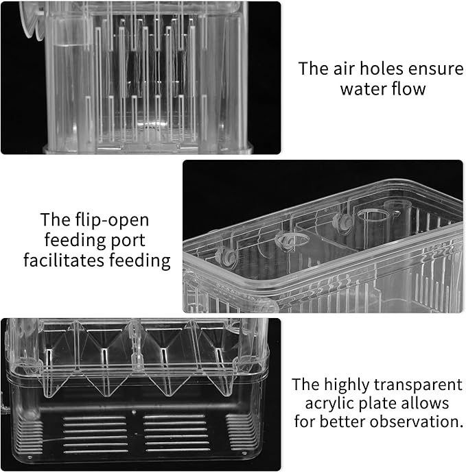Fish Breeder Box, Easy-to-Use Breeder Tank Divider, Breeder Box for Fish Tank, Versatile Breeder System, XL, Clear, 1 Set