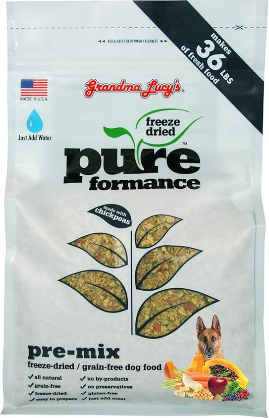Grandma Lucy's PUREformance Pre-Mix Dog Food, Grain Free and Freeze-Dried - 8Lb Bag