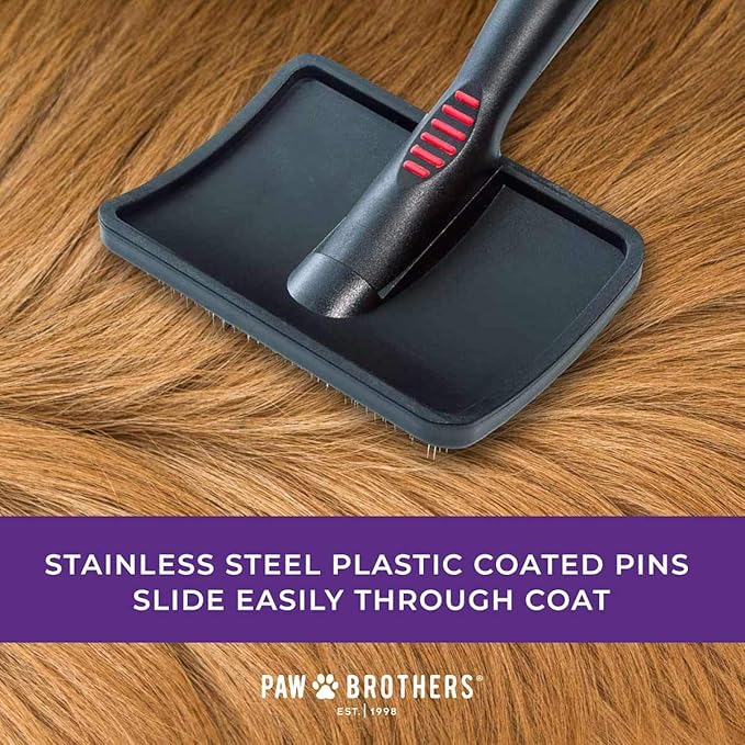Paw Brothers Soft Pin Curved Slicker Brush for Dogs, Professional Grade, Coated Tips, Maximum Coverage, Gentle on Skin, Medium