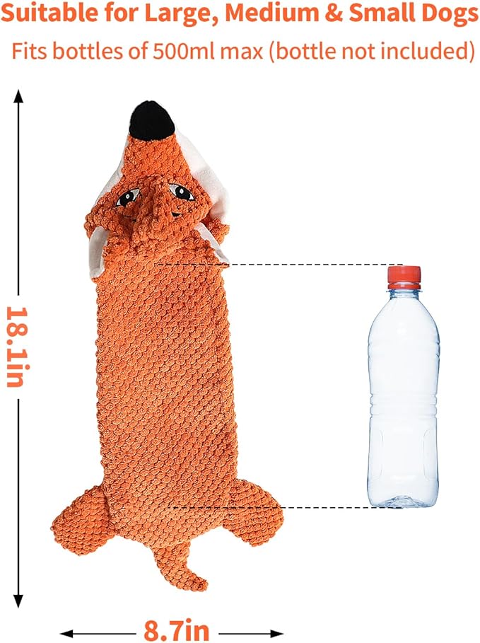 Dog Toys, Squeaky Plush No Stuffing Crinkle Dog Toy for Small Medium Large Dogs, Interactive Puppy Teething Water Bottle Dog Chew Toy