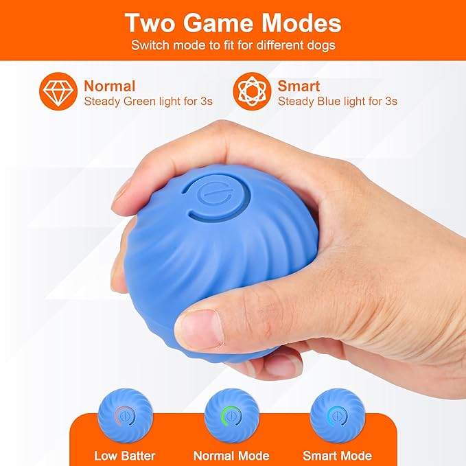 Smart Interactive Dog Toy Ball, Active Rolling Wicked Ball with Automatic Bouncing and Rotating for Puppy/Small Dogs Durable, Chewable, USB Recharger and Fun Gift Toy to Dog (Large)
