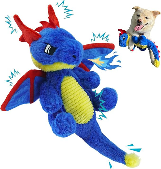 Original Blue Dinosaur Plush Dog Toy, Cute Dog Squeak Toys, Soft Stuffed Animals for Small Medium Large Dogs, Puppy Toys and Surprising Dog Birthday Gifts