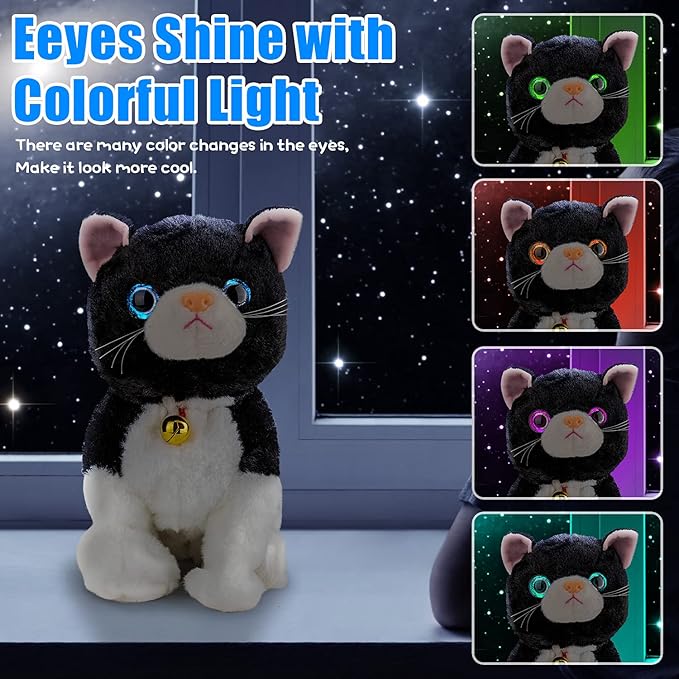 Interactive LED Robotic Cat, Barking Meow Kitten, Electronic Pet, Animated Toy for Girls & Kids