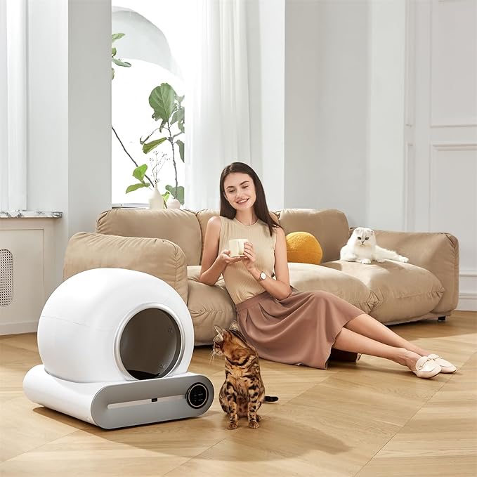 Self-Cleaning Cat Litter Box,Large Capacity Automatic Cat Litter Box, App-Controlled Automatic Cleaning Litter Box with Strong Deodorizer, 65L+ 9L of Space (2023 Latest Model)