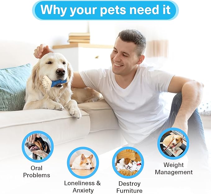 Dog Toys for Aggressive Chewers, Tough Dog Chew Toys, with Beef Flavor, Safe Rubber Indestructible, for Large Medium Small Dogs - Blue