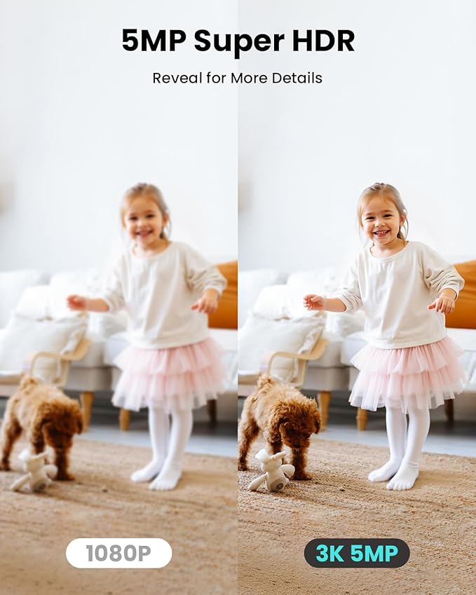 3K Indoor Security Camera, 360° Pan/Tilt WiFi Camera for Home Security, 2.4/5GHz Pet/Dog/Baby Camera with Phone app,Night Vision, Two-Way Audio, 24/7,SD/Cloud Storage,Compatible with Alexa