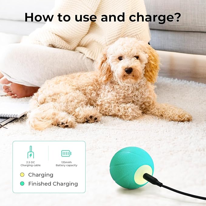 Interactive Dog Toys, Wicked Ball SE, 3 Interactive Modes,Enhanced Rubber Active Rolling Dog Toy with LED Lights for Small Medium Dogs, Motion-Activated Dog Stimulation Toy for Boredom Relief